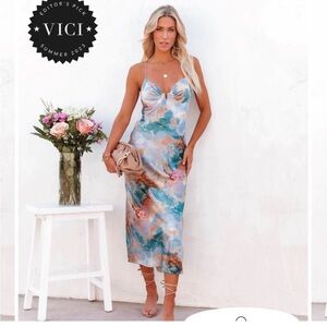 Vici Floral Satin Midi Dress